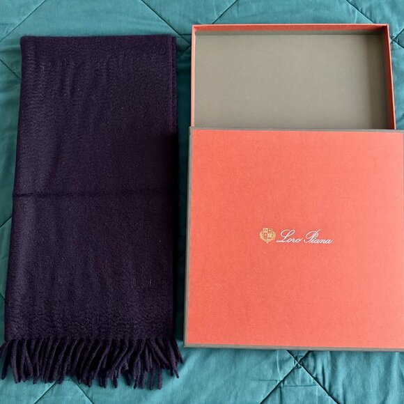 Loro Piana Twelve Baby Cashmere Scarf Navy Blue